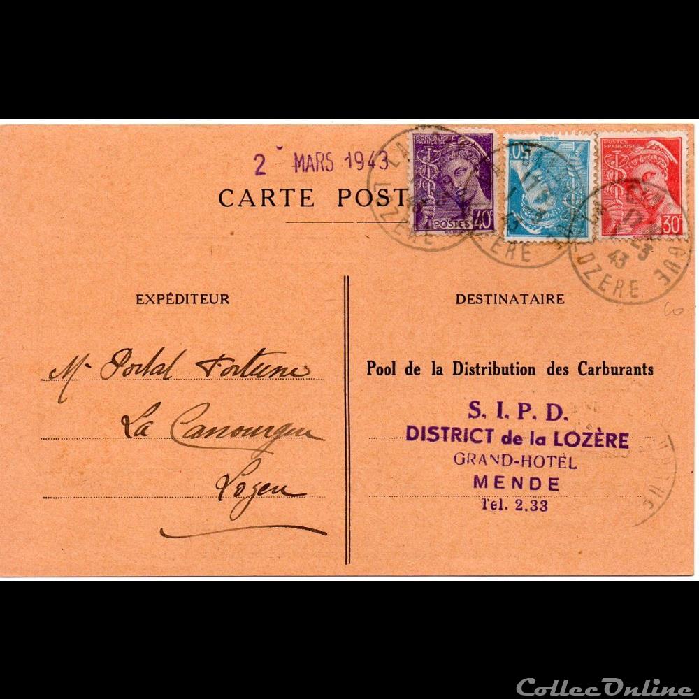 1943 - Cachets type A4 marque postale europe france 1943 cachets type a4