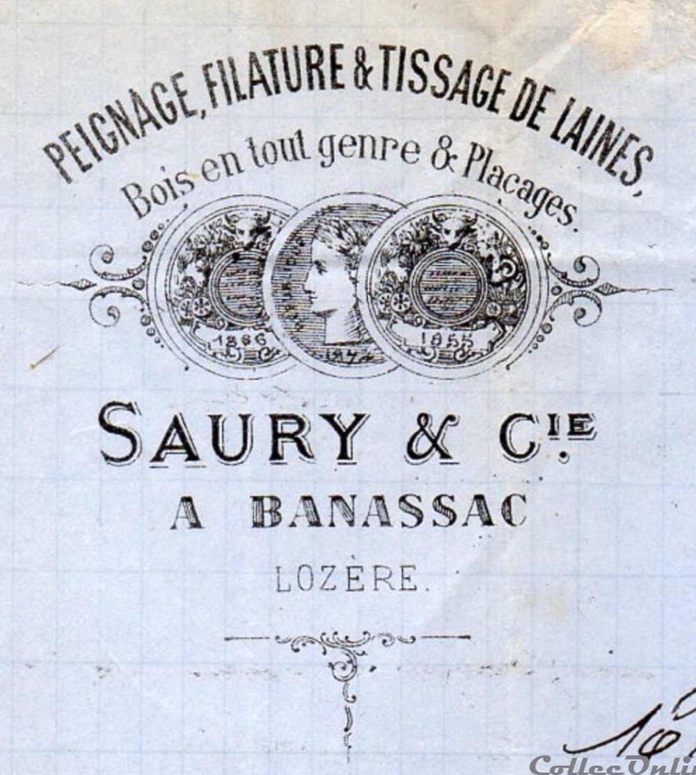 Saury (1878) documents anciens factures commerciaux saury 1878