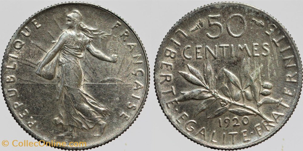 F-190 - Roty - 50 c. - 1920 monnaies monde france f 190 roty 50 c 1920