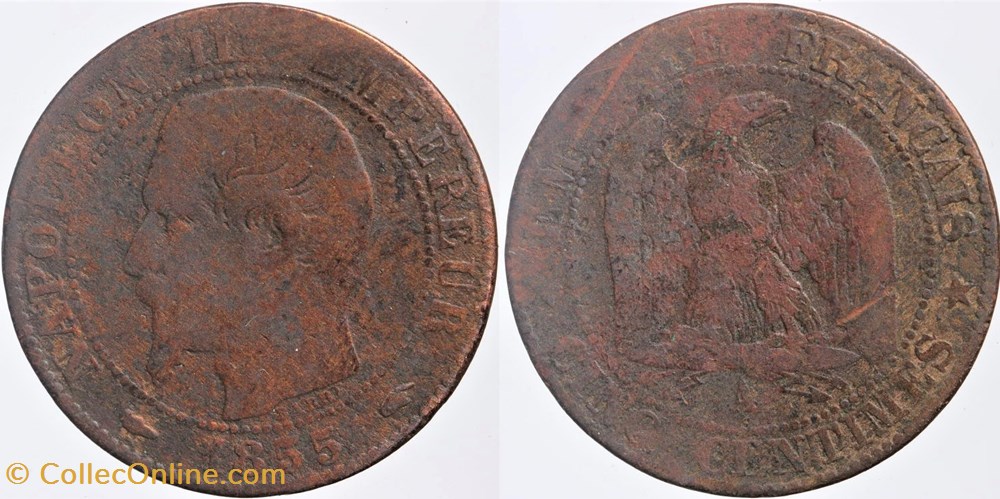 F-116 - Second Empire - 5 centimes - 1855 A chien monnaies monde france f 116 second empire 5 centimes 1855 a chien