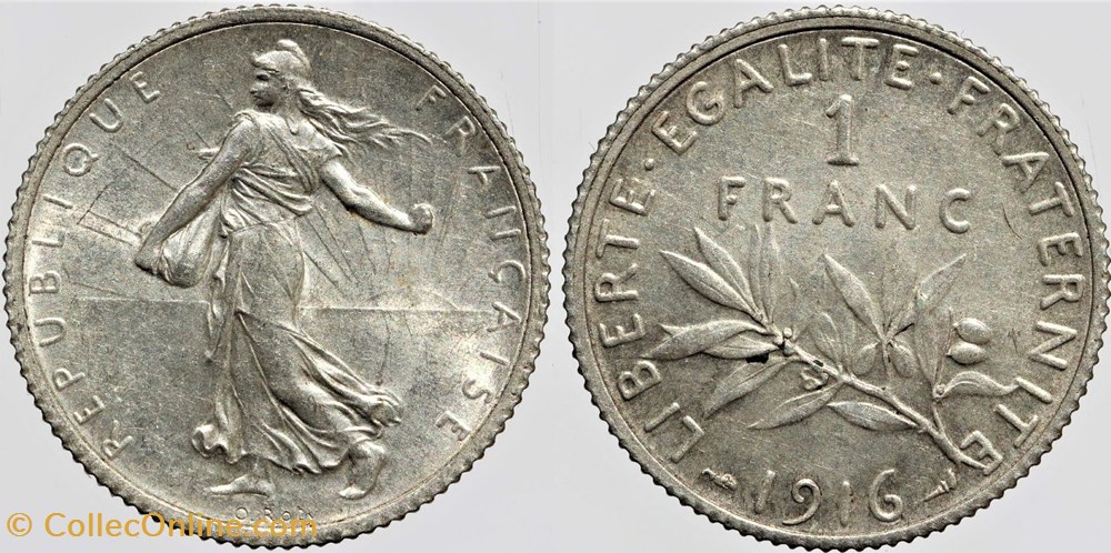 F-217 - Roty - 1 fr. - 1916 monnaies monde france f 217 roty 1 fr 1916