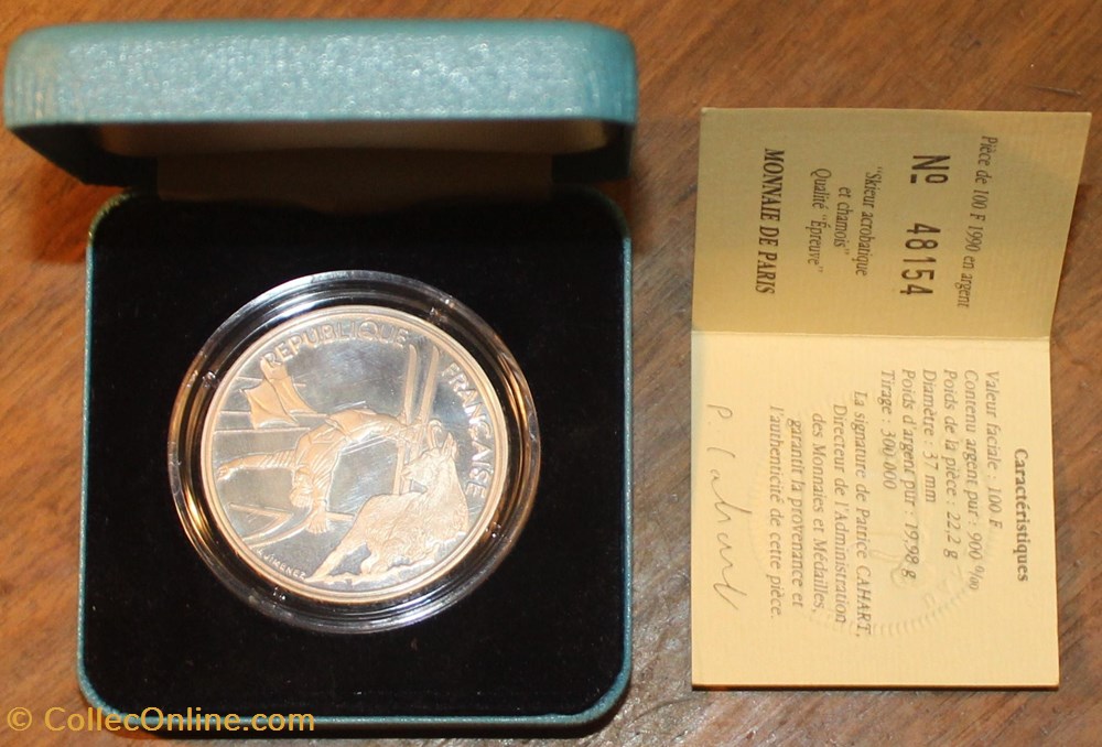 1990 - 100 franc argent B.E. monnaies monde france 1990 100 franc argent b e