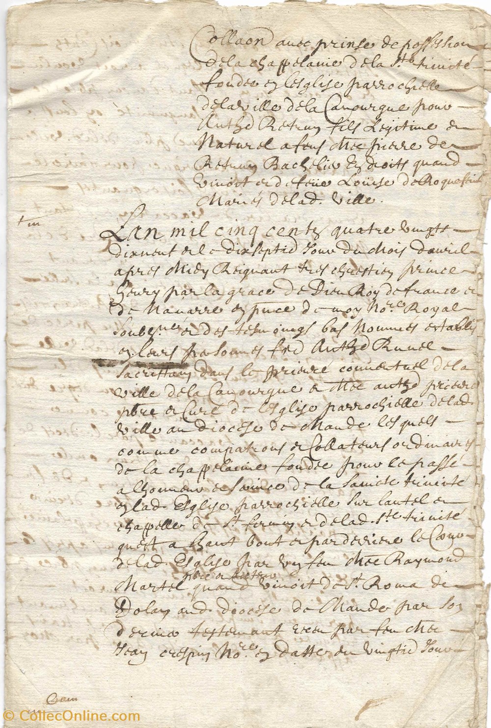 documents anciens autres 1599 copie concerne la chapelle de la trinite de eglise de la canourgue
