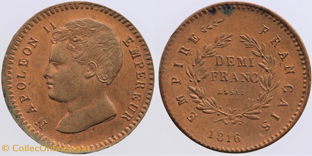 1816 - Napoléon II - Essai de la 50 centimes monnaies monde france 1816 napoleon ii essai de la 50 centimes
