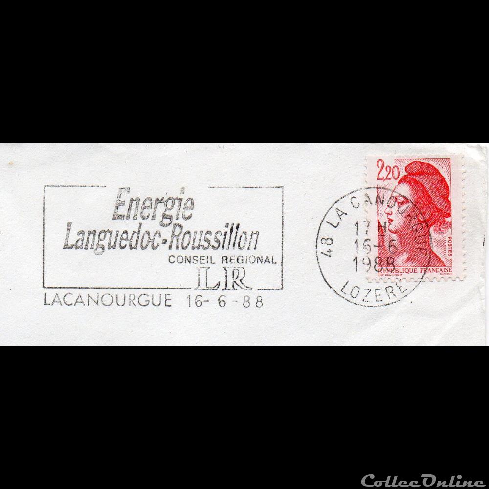 marque postale europe france 1988 la canourgue energie languedoc roussillon