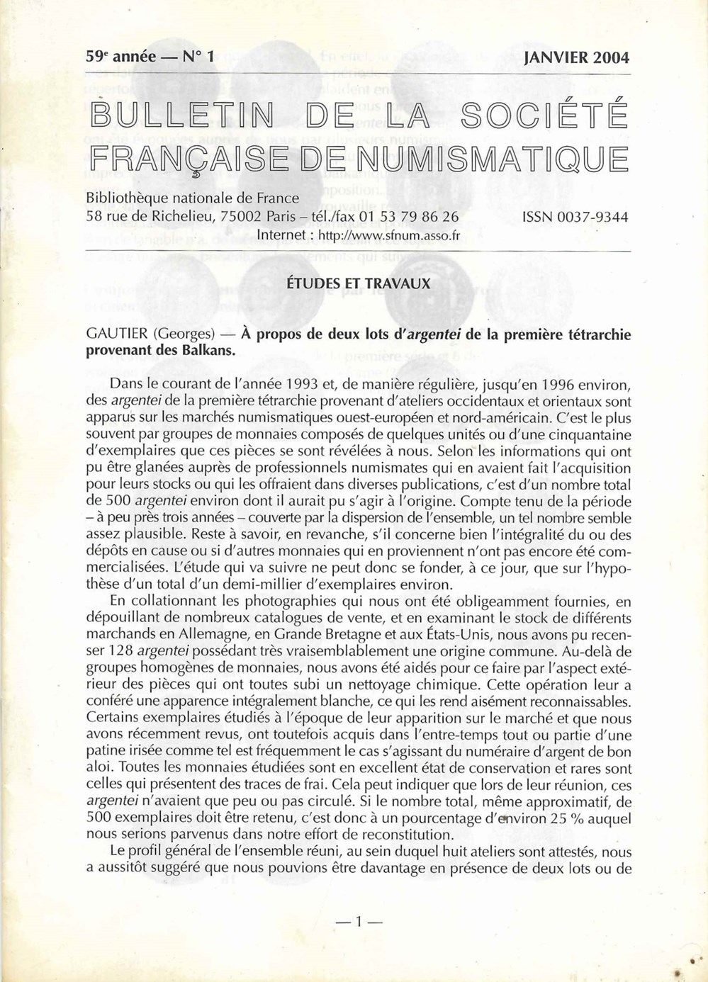 2004 - Bulletin de la Société Française de Numismatique monnaies livres ouvrages 2004 bulletin de la societe francaise de numismatique