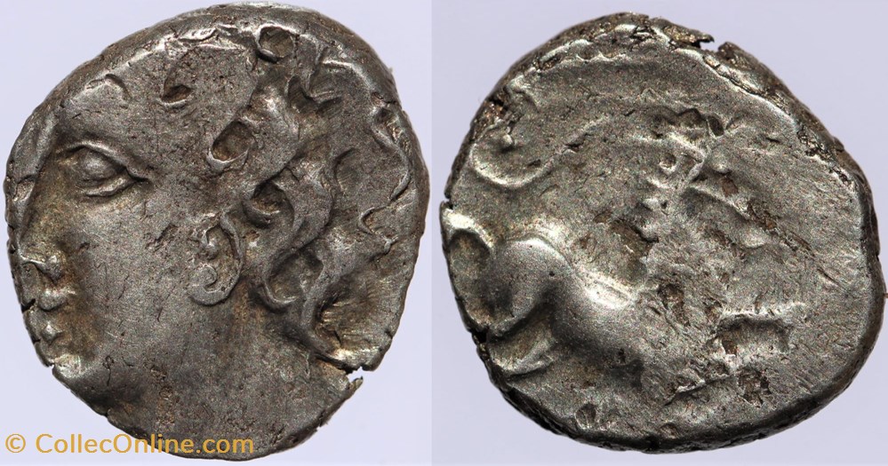 Arvernes - Drachme à la palme monnaies antiques av jc ap celtes arvernes drachme a la palme