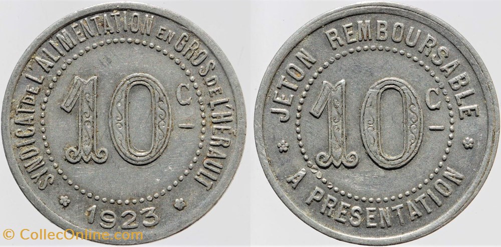 monnaies monde france 34 herault s a 10 centimes 1923