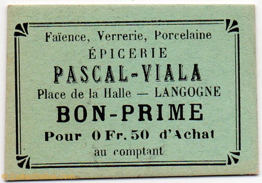 BON/PRIME de 50 c - Langogne (Lozère) billets europe france bon prime de 50 c langogne lozere