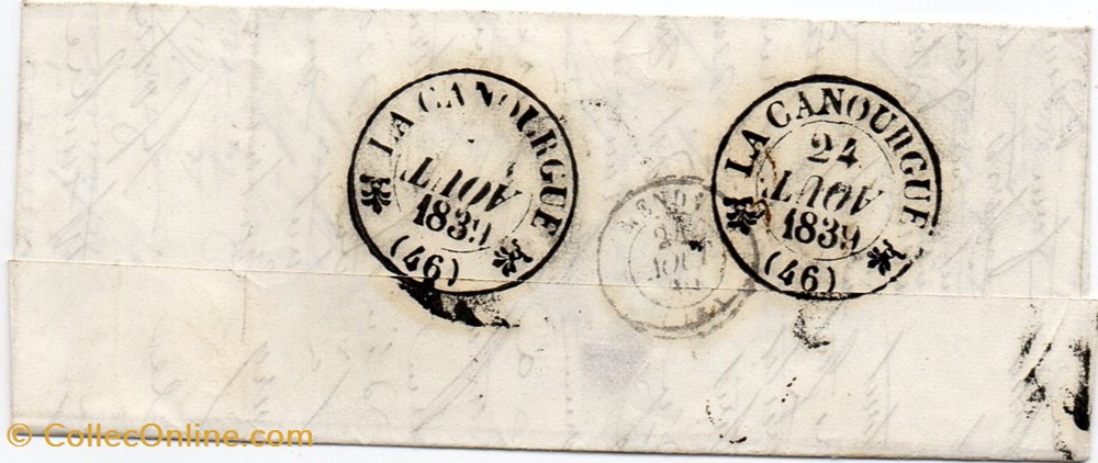 documents anciens marques postales europe 1839 cachet type 12 recto
