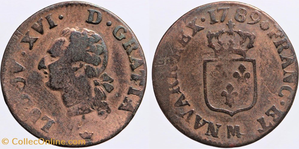 R-01 - Louis XVI - Liard - 1789, Toulouse monnaies europe medievale france royales r 01 louis xvi liard 1789 toulouse
