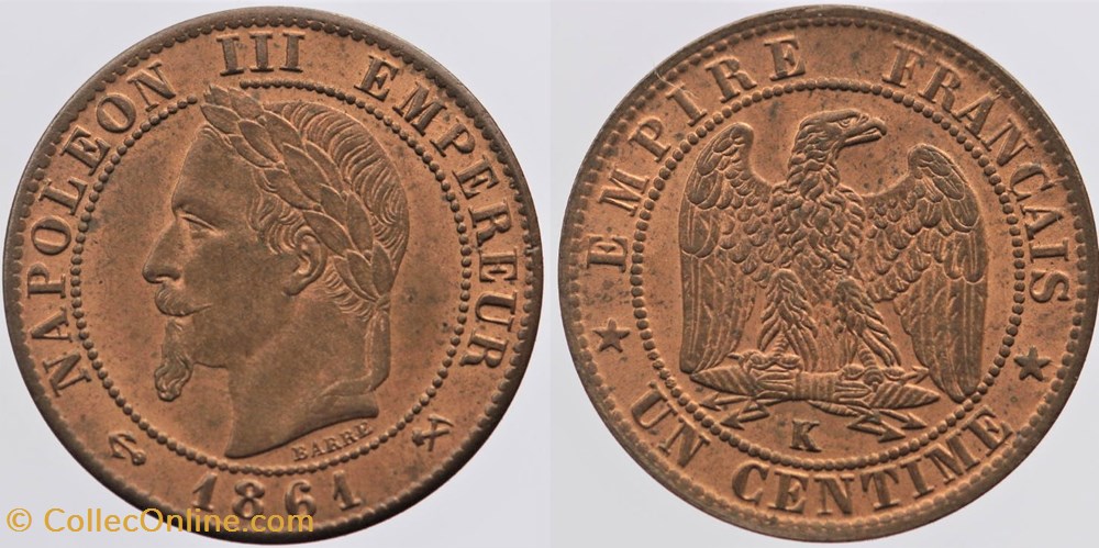 F-103 - Second Empire - 1 centime - 1861 K monnaies monde france f 103 second empire 1 centime 1861 k