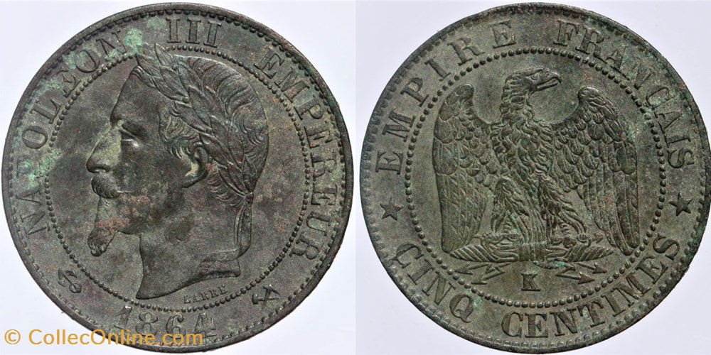 F-117 - Second Empire - 5 centimes - 1864 K monnaies monde france f 117 second empire 5 centimes 1864 k