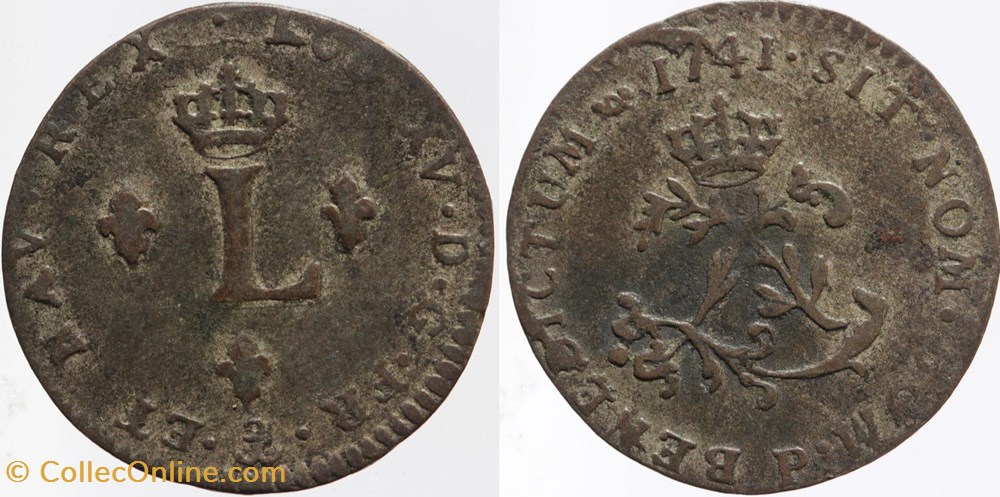 Dy 1690 - Louis XV - Double sol - 1741 Dijon monnaies europe medievale a france royales dy 1690 louis xv double sol 1741 dijon