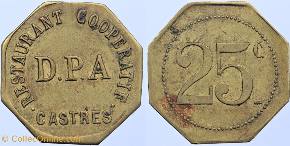 81 - Castres - 25 centimes monnaies monde france 81 castres 25 centimes