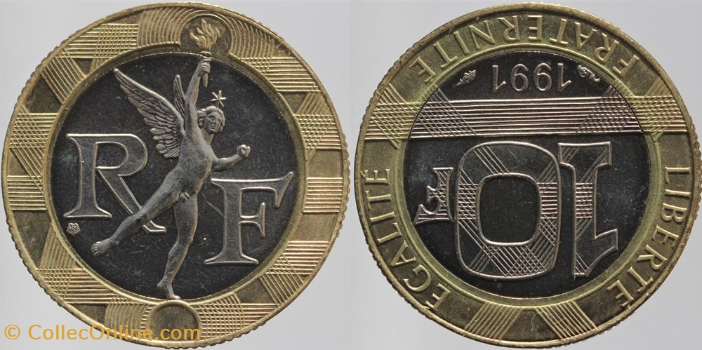monnaies monde france f 375 genie 10 fr 1991 medaille