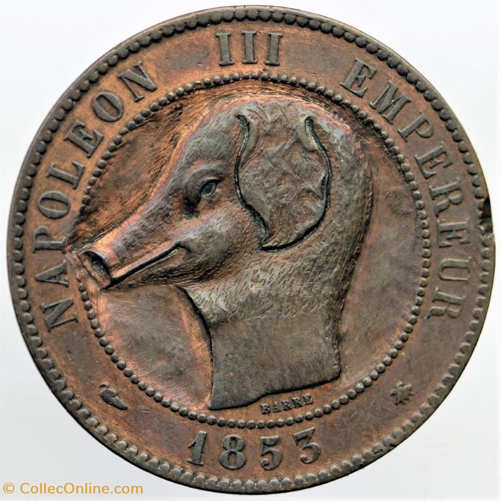 F-133 - Second Empire - 10 centimes satirique monnaies monde france f 133 second empire 10 centimes satirique