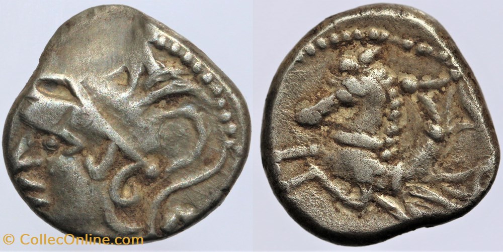 Allobroges - Denier à l'hippocampe monnaies antiquite av jc ap celtes allobroges denier a hippocampe