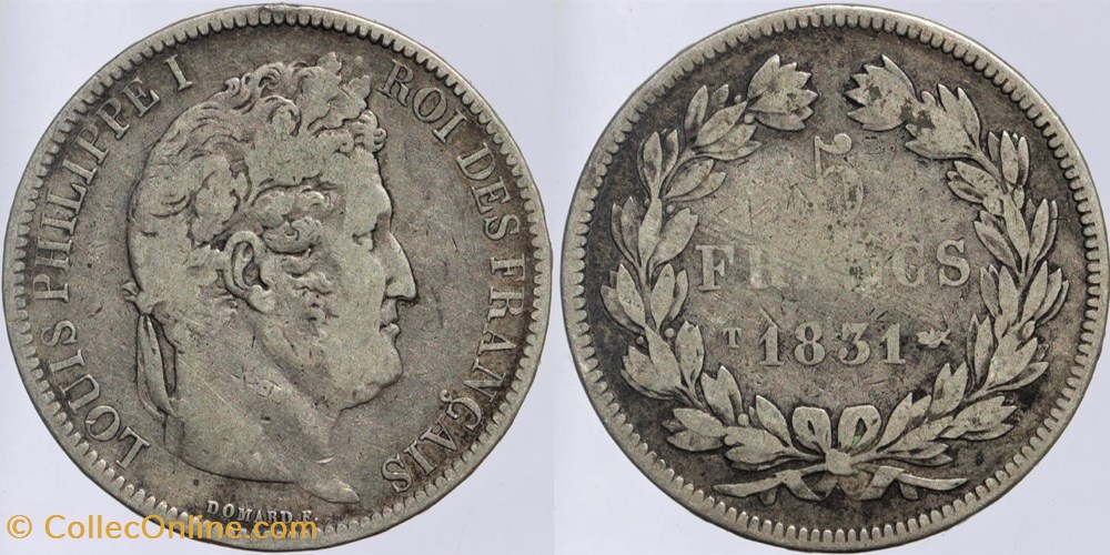 F-320 - Louis Philippe I - 5 francs - 1831 T monnaies monde france f 320 louis philippe i 5 francs 1831 t