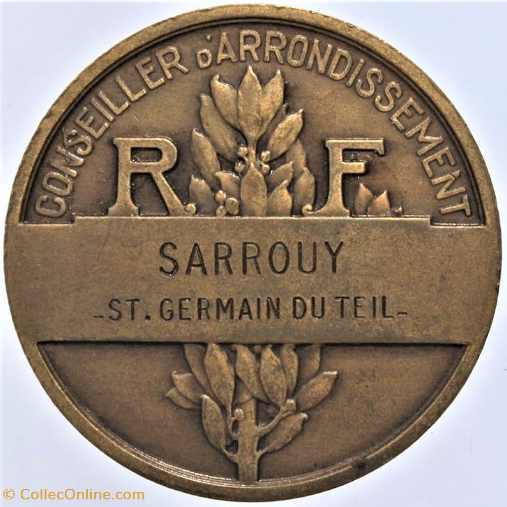 1950 (vers) - Conseiller d'arrondissement 3 medailles france 1950 vers conseiller arrondissement