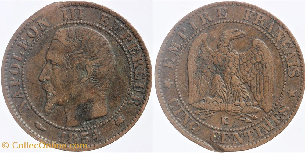 F-116 - Second Empire - 5 centimes - 1854 K monnaies monde france f 116 second empire 5 centimes 1854 k