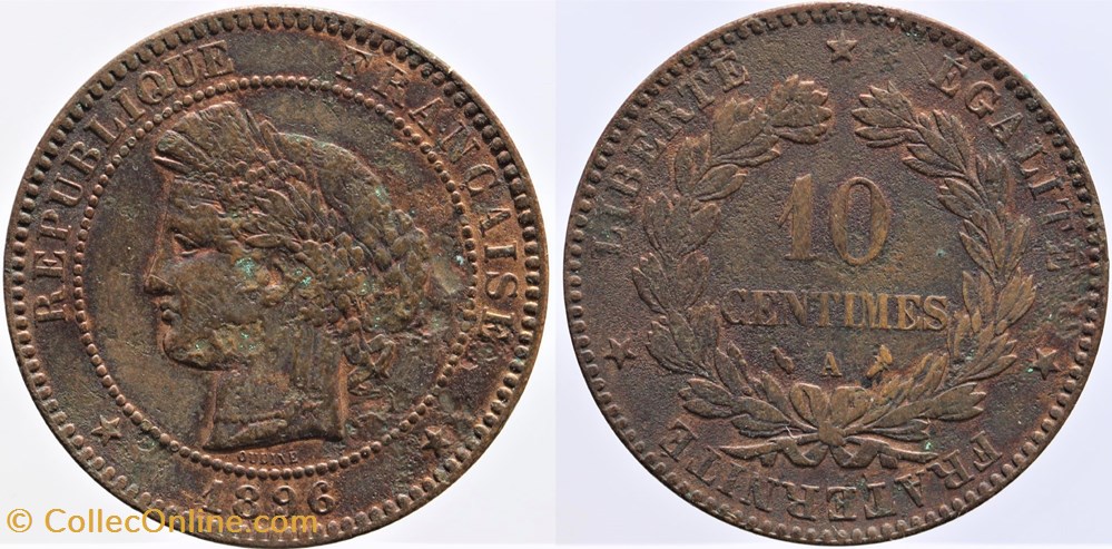 F-135 - Troisième République - Cérès - 10 c. - 1896 A torche monnaies monde france f 135 troisieme republique ceres 10 c 1896 a torche