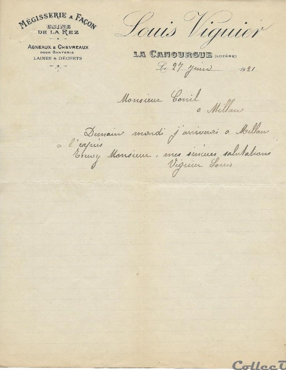 Viguier Louis - 1921 documents anciens factures commerciaux viguier louis 1921