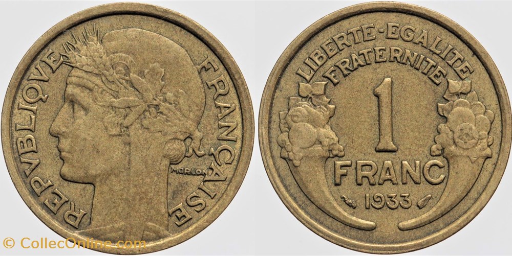 monnaies monde france f 219 morlon 1 fr 1933
