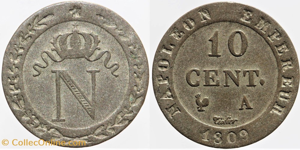F-130 - Premier Empire - 10 centimes - 1809 A monnaies monde france f 130 premier empire 10 centimes 1809 a