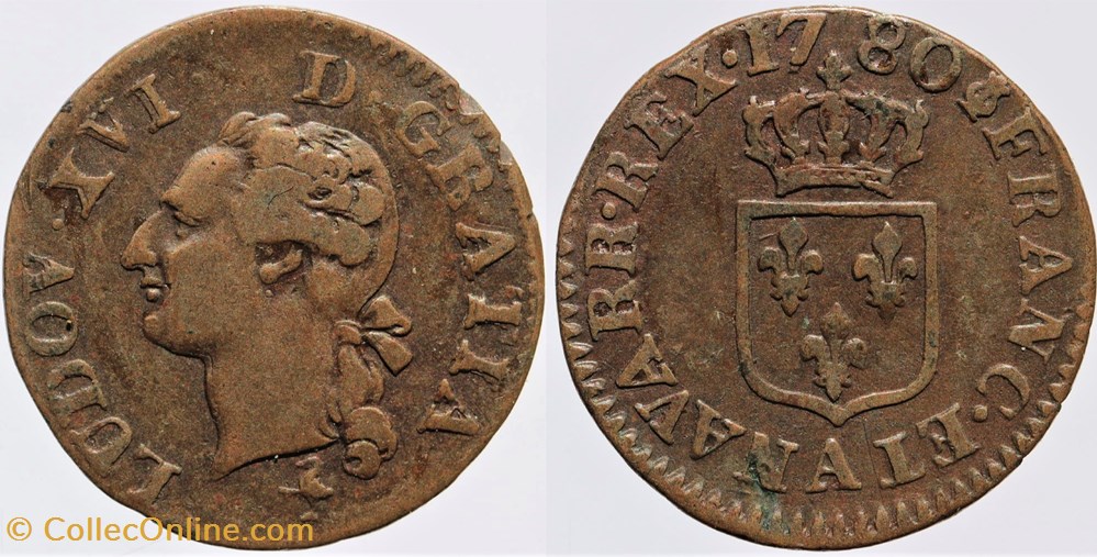 monnaies europe medievale france royales dy 1716 louis xvi liard 1780 paris