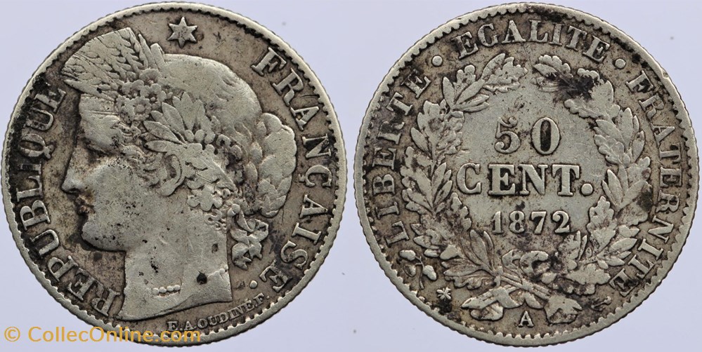 F-189 - Troisième République - Cérès - 50 c. - 1872 A monnaies monde france f 189 troisieme republique ceres 50 c 1872 a