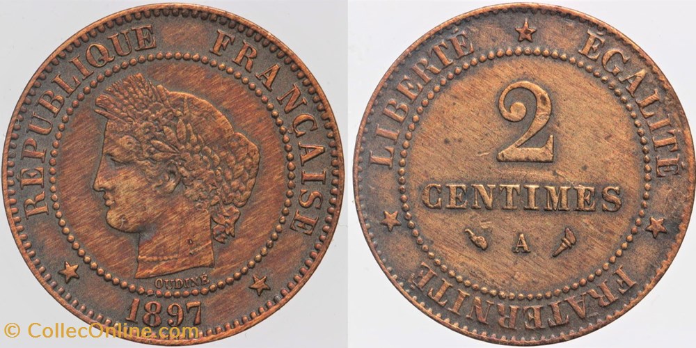 F-109 - Troisième République - Cérès - 2 c. - 1897 A monnaies monde france f 109 troisieme republique ceres 2 c 1897 a