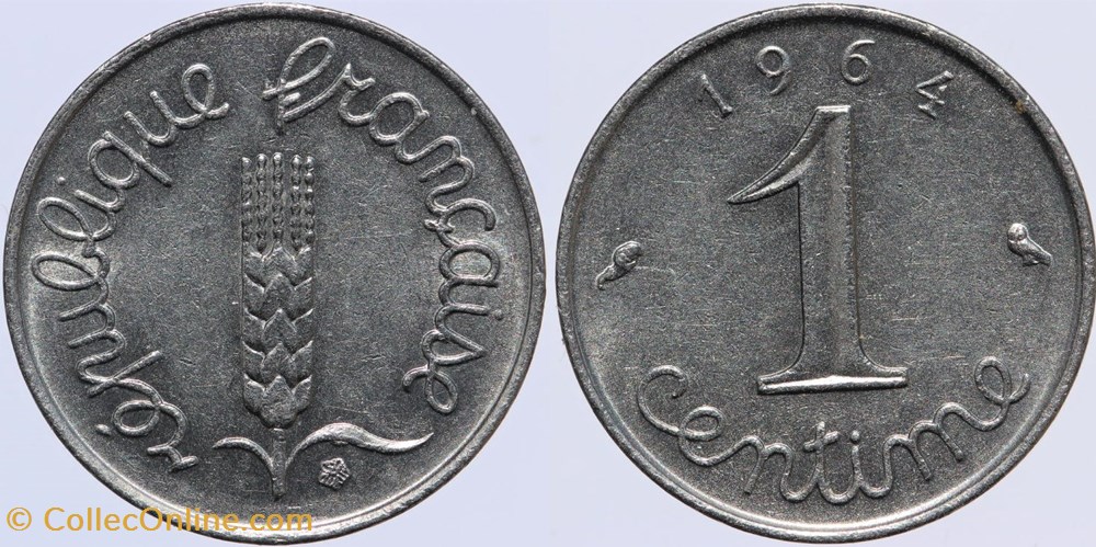 F-106 - Epi - 1 c. - 1964 rebord monnaies monde france f 106 epi 1 c 1964 rebord