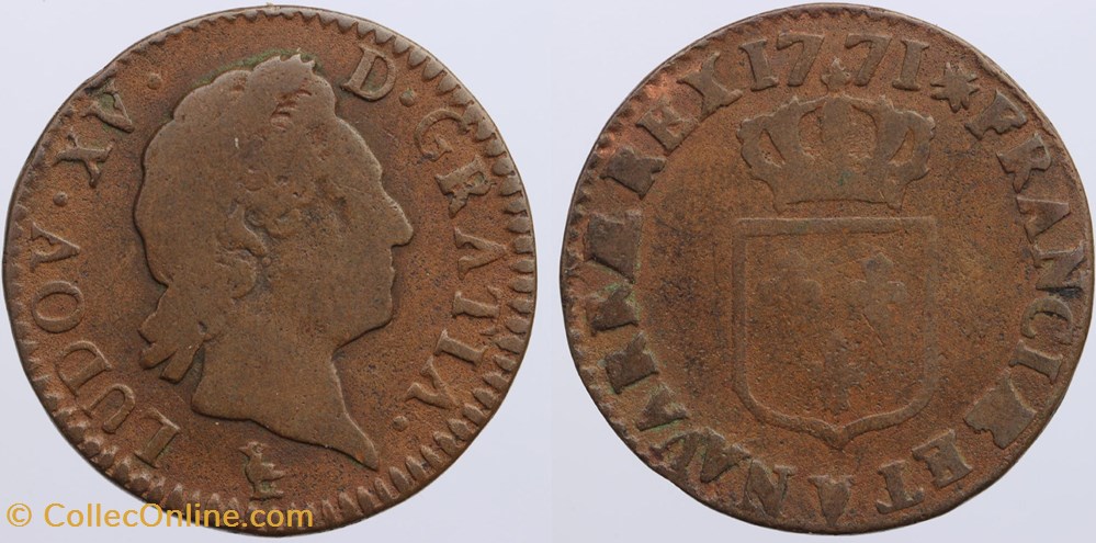 Dy 1700 - Louis XV - 1/2 sol - 1771, Troyes monnaies europe medievale a france royales dy 1700 louis xv 1 2 sol 1771 troyes