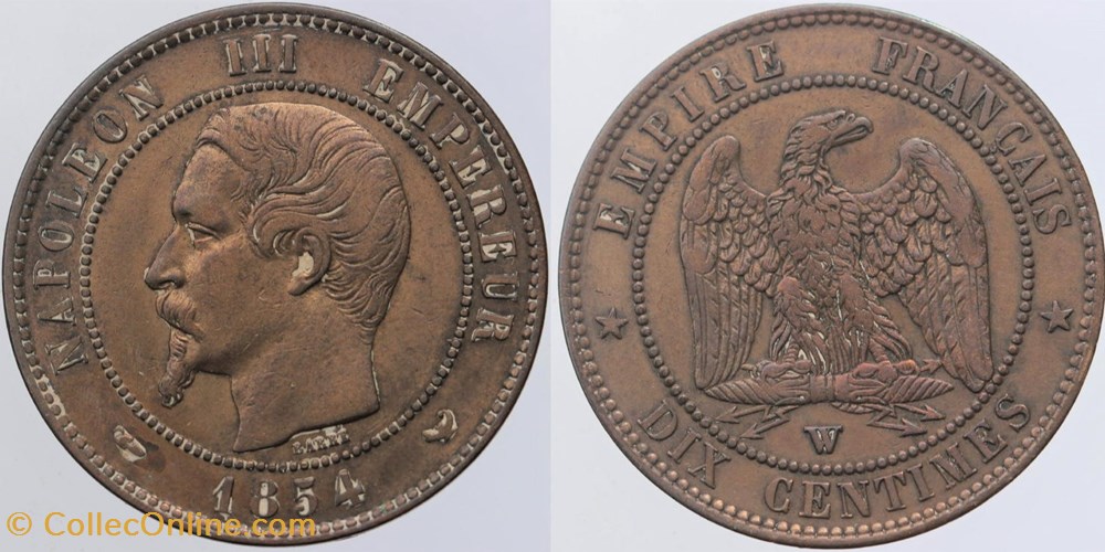 F-133 - Second Empire - 10 centimes - 1854 W monnaies monde france f 133 second empire 10 centimes 1854 w