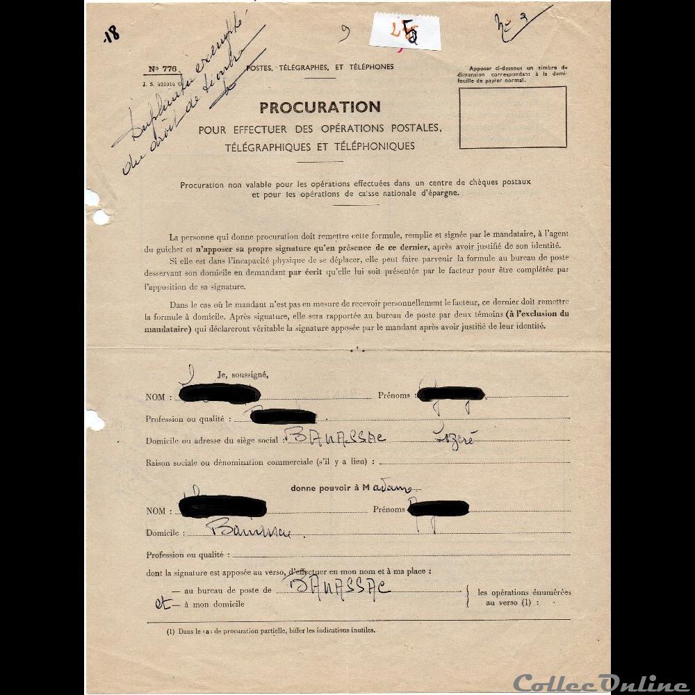 1963 - Cachets type A8 sur procuration 3 marque postale europe france 1963 cachets type a8 sur procuration