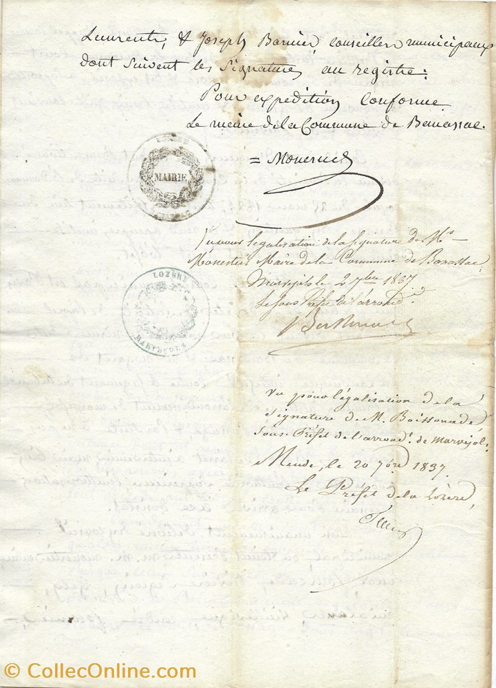 1837 - Conseil Municipal de Banassac documents anciens autres 1837 conseil municipal de banassac