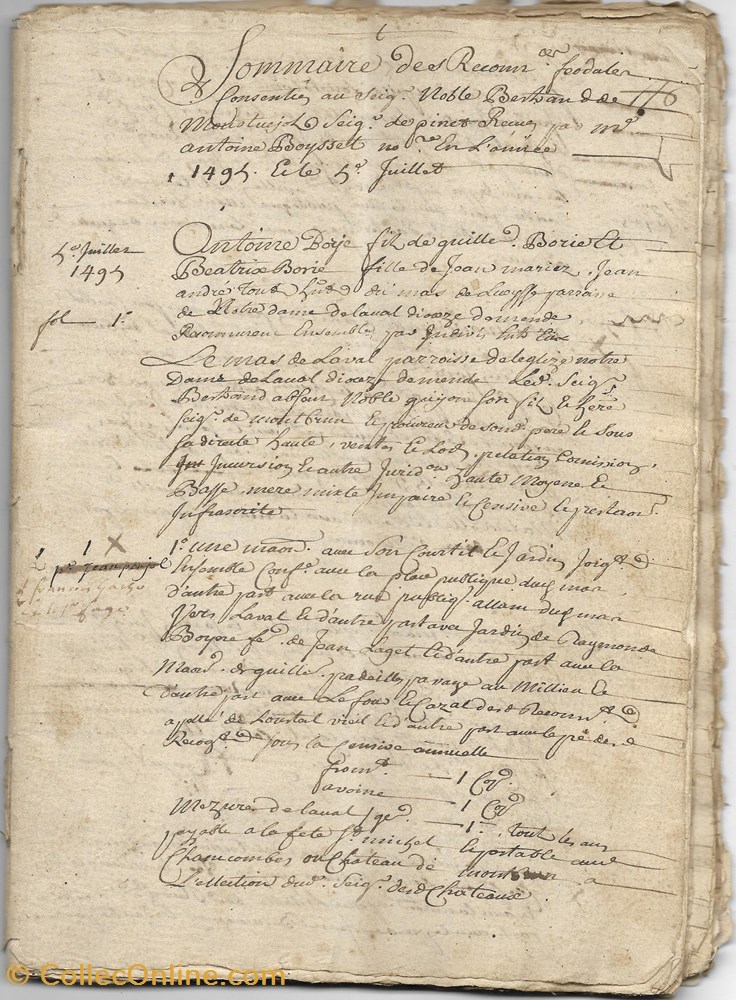 1730 - Reconnaissances féodales, 1495 documents anciens autres 1730 reconnaissances feodales 1495
