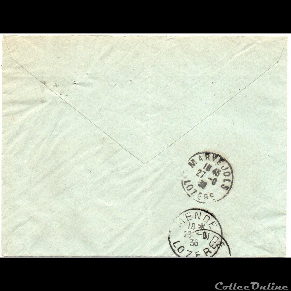 1936 - Cachets type A5 marque postale europe france 1936 cachets type a5