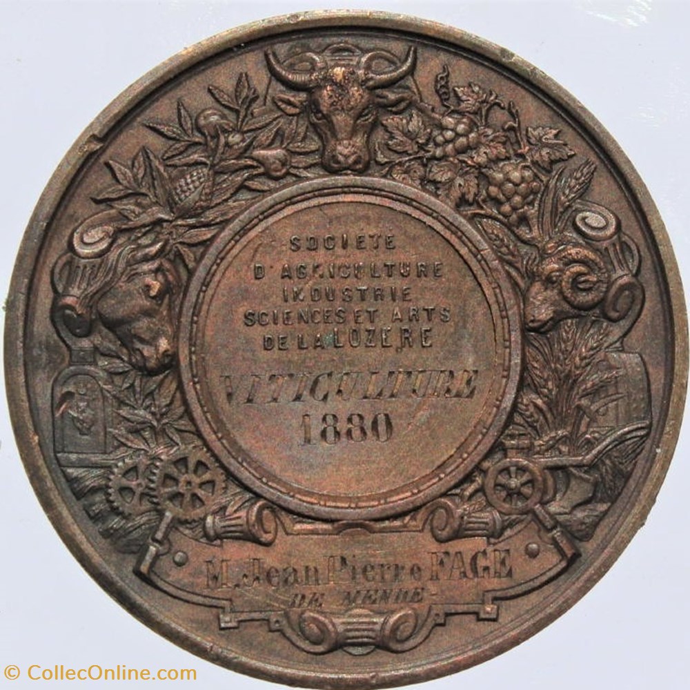 1880 - Viticulture 3 medailles france 1880 viticulture