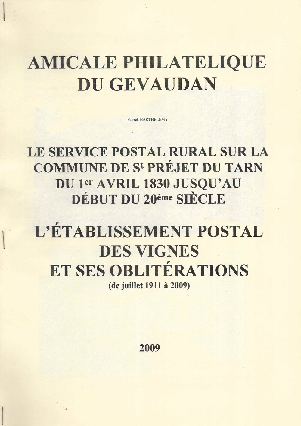 livres bd revues 2009 le service postal rural de st prejet du tarn