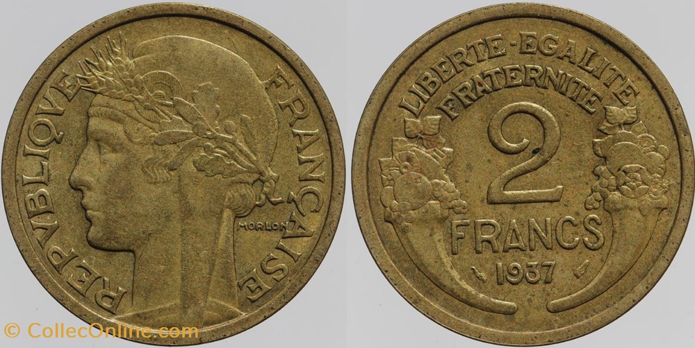 F-268 - Morlon - 2 frs. - 1937 monnaies monde france f 268 morlon 2 frs 1937