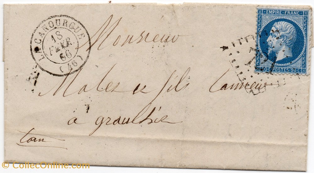 documents anciens marques postales europe 1866 cachet type 15 g c 721