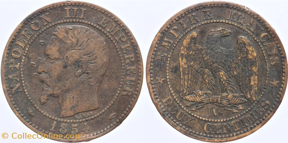 F-107 - Second Empire - 2 centimes - 1854 A monnaies monde france f 107 second empire 2 centimes 1854 a