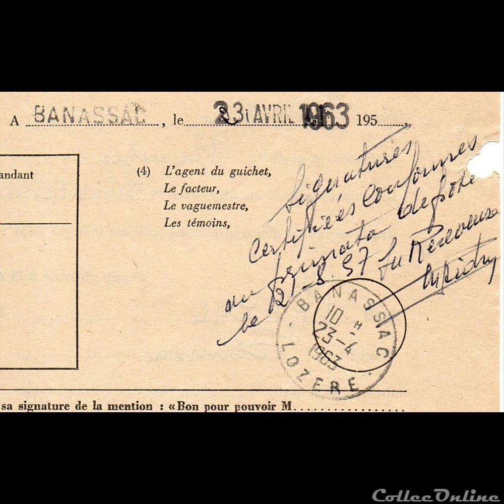1963 - Cachets type A8 sur procuration marque postale europe france 1963 cachets type a8 sur procuration
