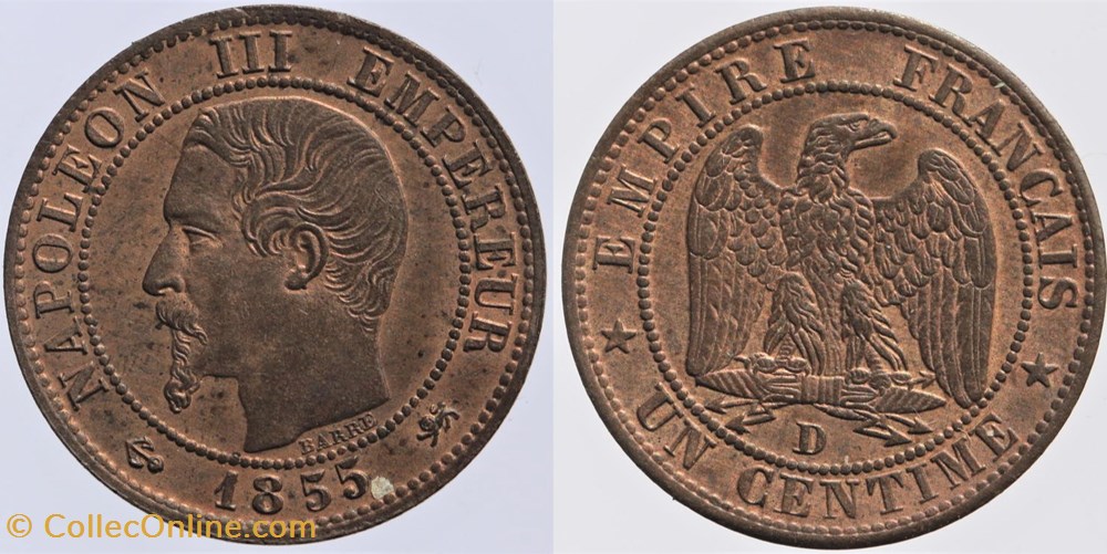 F-102 - Second Empire - 1 centime - 1855 D monnaies monde france f 102 second empire 1 centime 1855 d
