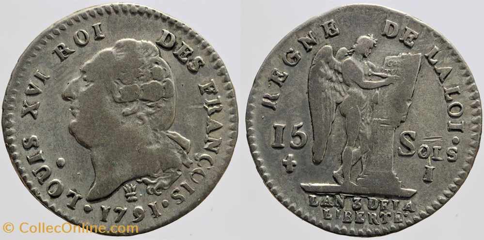 R-40 - Louis XVI - 15 sols - 1791, Limoges monnaies europe medievale a france royales r 40 louis xvi 15 sols 1791 limoges