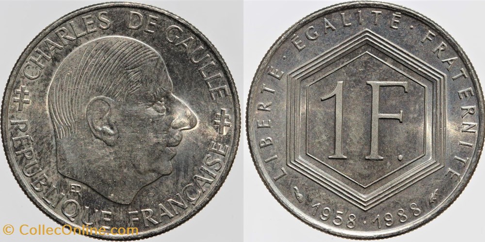 monnaies monde france f 227 rousseau 1 fr 1988