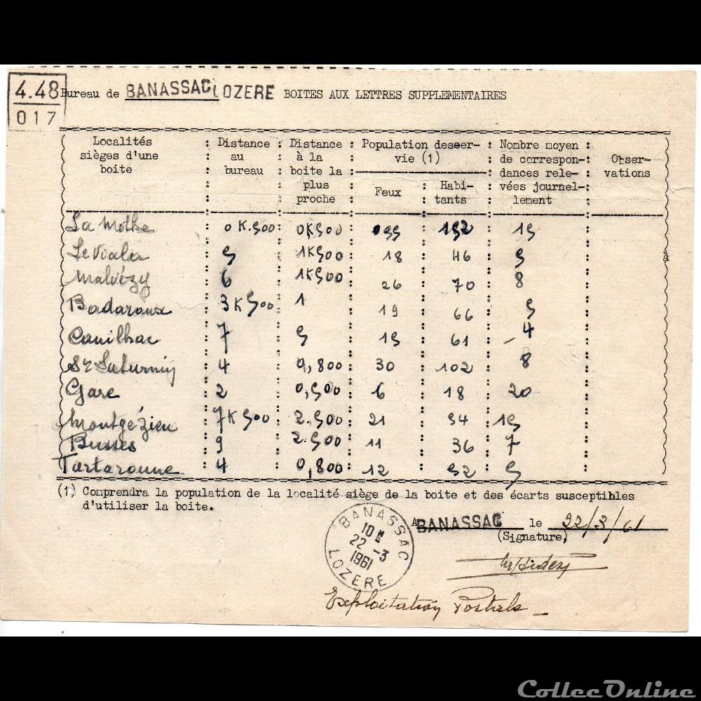 1961 - Cachets type A7 sur document marque postale europe france 1961 cachets type a7 sur document