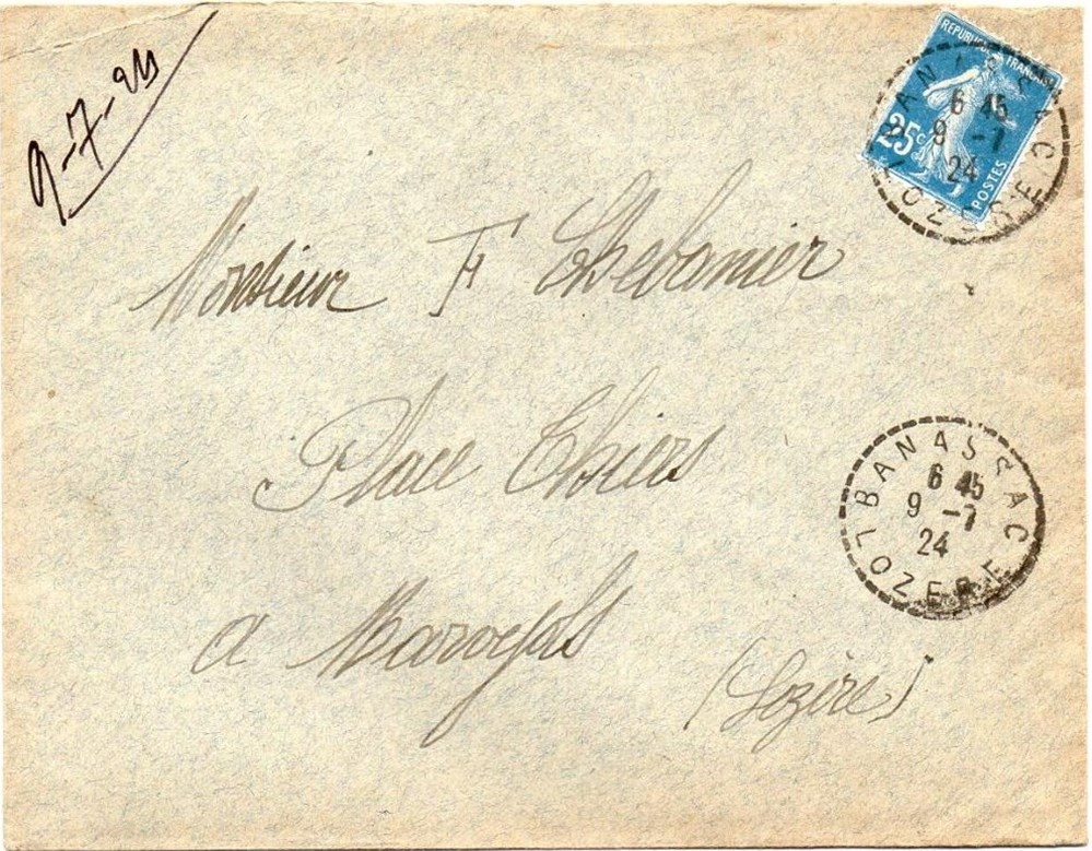 1924 - Cachets type B4 documents anciens marques postales europe 1924 cachets type b4